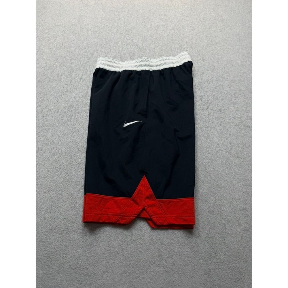 Nike Mens Basketball Shorts Black Red White Swoosh Mesh Athletic Gym Size M